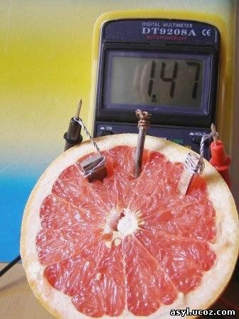 Батарейка из грейпфрута